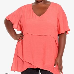 NWOT SZ 18 Avenue Coral Layered Women's Top